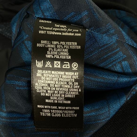 Nwot TED BAKER Bomber Jacket Men 4/L Navy Windbreaker Zip Pocket Logo “Electiv” - Picture 8 of 12